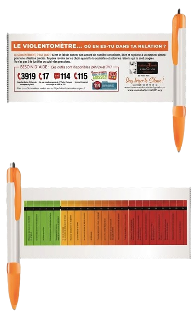 Stylo avec banderole du violentom&egrave;tre